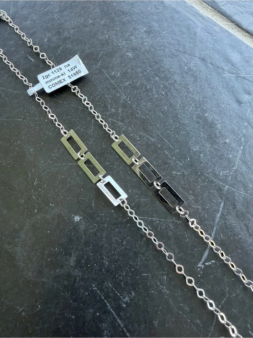 14kt. White Gold Stations Link Necklace 18” long